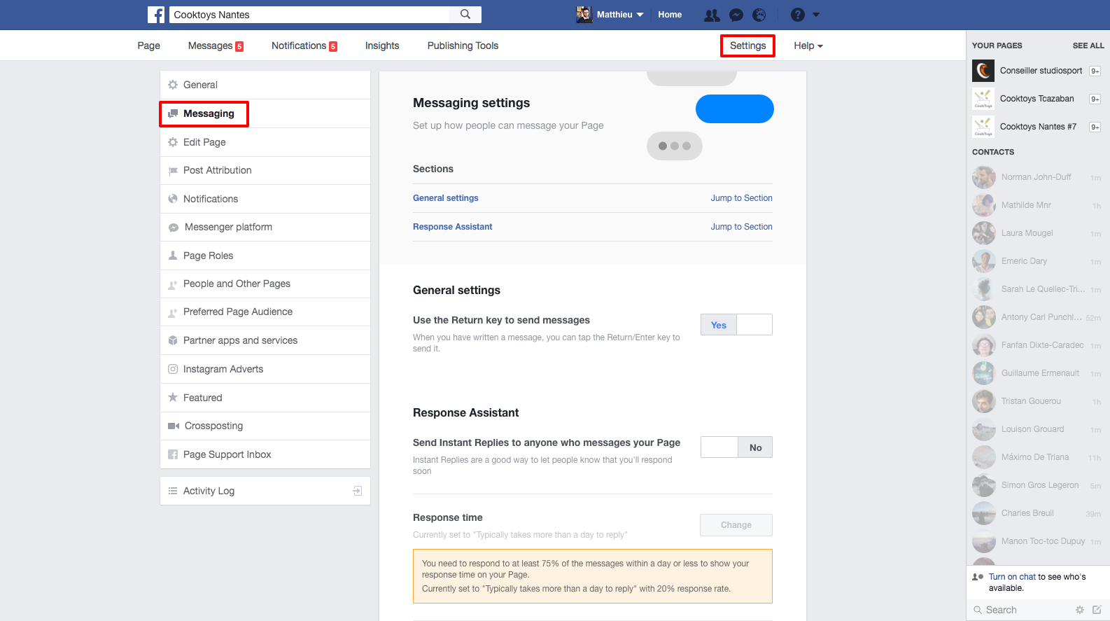 not seeing messenger settings in facebook