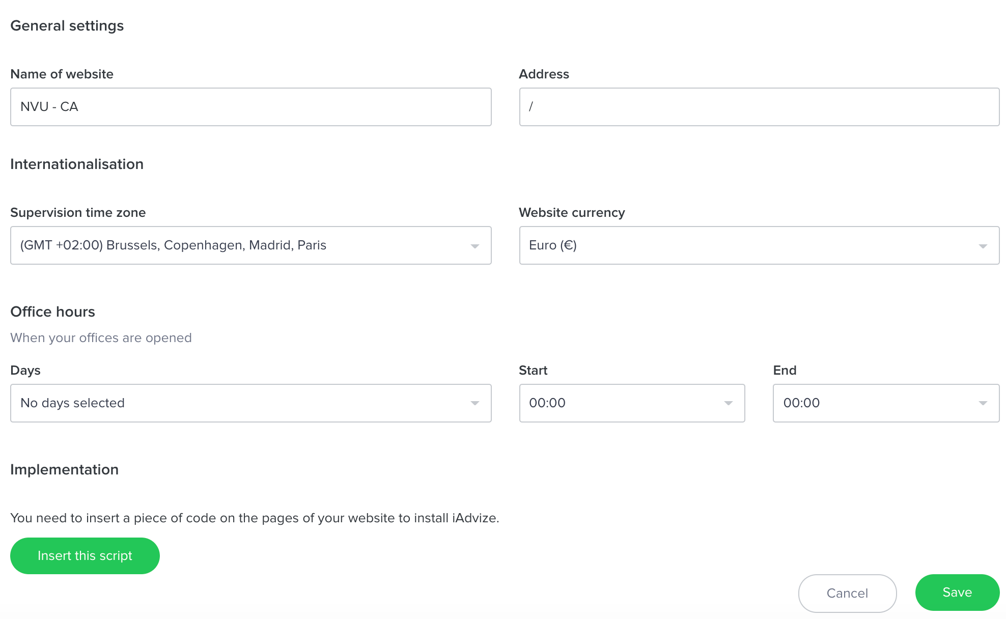 Add edit a website project help center iadvize