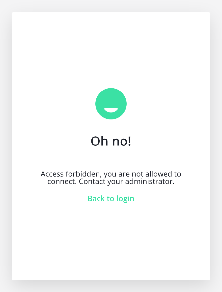 Oh no! page: Access forbidden, you are not allowed to connect